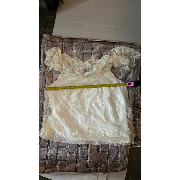 I.N. San Francisco Off Shoulder White Lace Sheer Floral Blouse.XL Cottagecore - Picture 7 of 12